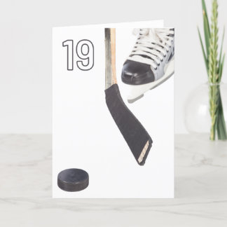 Lycklig 19:e födelsedagskortet för ishockey kort