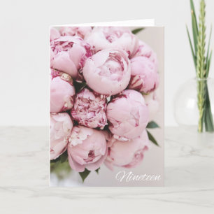 Lycklig 19:e Rosa Bouquet-kort för födelsedagshäls Kort