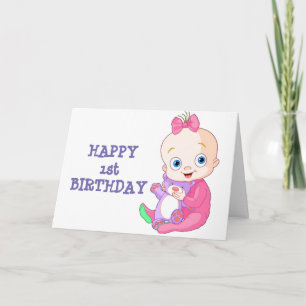 **LYCKLIG 1:a BIRTHDAY" SPECIELLA FLICKA Kort