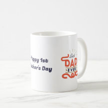 Lycklig 1:a Far-dagen Mugg - Blåtextdesign