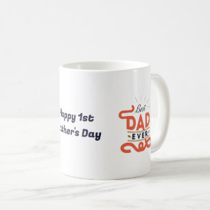 Lycklig 1:a Far-dagen Mugg - Blåtextdesign