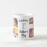 Lycklig 1:a Fars dag Nya pappa 8 Fotokollage Kaffemugg<br><div class="desc">Fira sin första Far-dag med ett vackert 8-fotokollage som sätter dina minnen framför och i centrum. Den här versionen innehåller 4 bilder på vardera sidan av helgdag önskemål.— perfekt för att markera dina favoritstunder med baby. Lägg till foton och redigera anpassningsbarna så att det blir verkligt speciellt. En modern och...</div>