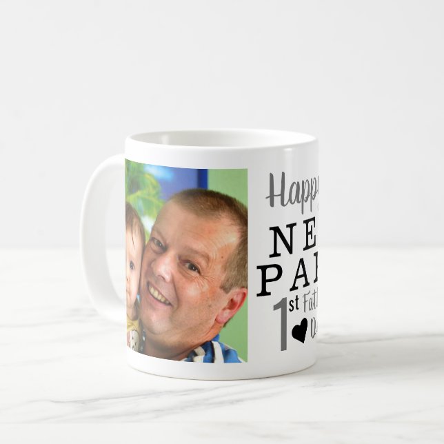 Lycklig 1:a Fars dag - nytt Pappa-foto   Kaffemugg (Framsida vänster)