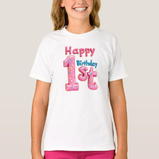 Lycklig 1:a födelsedag - färgfull Firande-text T Shirt