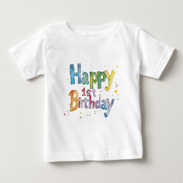 Lycklig 1:a födelsedag - för barn för textremsdesi t shirt (Framsida)