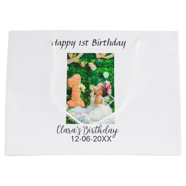 Lycklig 1:a födelsedag, fotoenkel elegant cutemode (Framsidan)