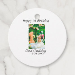 Lycklig 1:a födelsedag, fotoenkel elegant cutemode gåvor etiketter