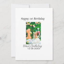 Lycklig 1:a födelsedag, fotoenkel elegant cutemode inbjudningar