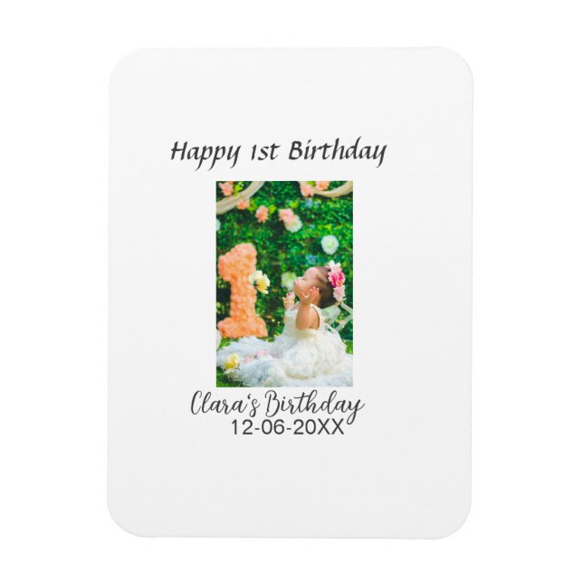 Lycklig 1:a födelsedag, fotoenkel elegant cutemode magnet (Vertikal)