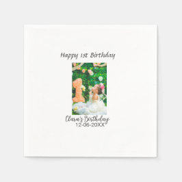 Lycklig 1:a födelsedag, fotoenkel elegant cutemode pappersservett