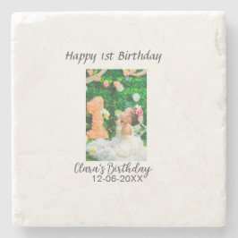 Lycklig 1:a födelsedag, fotoenkel elegant cutemode stenunderlägg