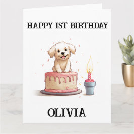 Lycklig 1:a födelsedag Grattis, Namn och marionett Kort