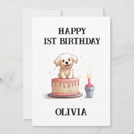 Lycklig 1:a födelsedag Grattis, Namn och marionett Kort