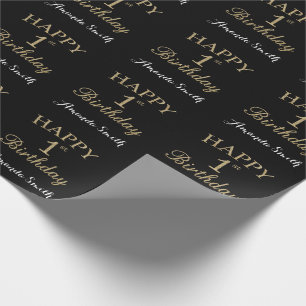 Lycklig 1:a födelsedag Guld Glitter Wrapping Papp Presentpapper