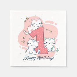 Lycklig 1:a födelsedag pappersservett