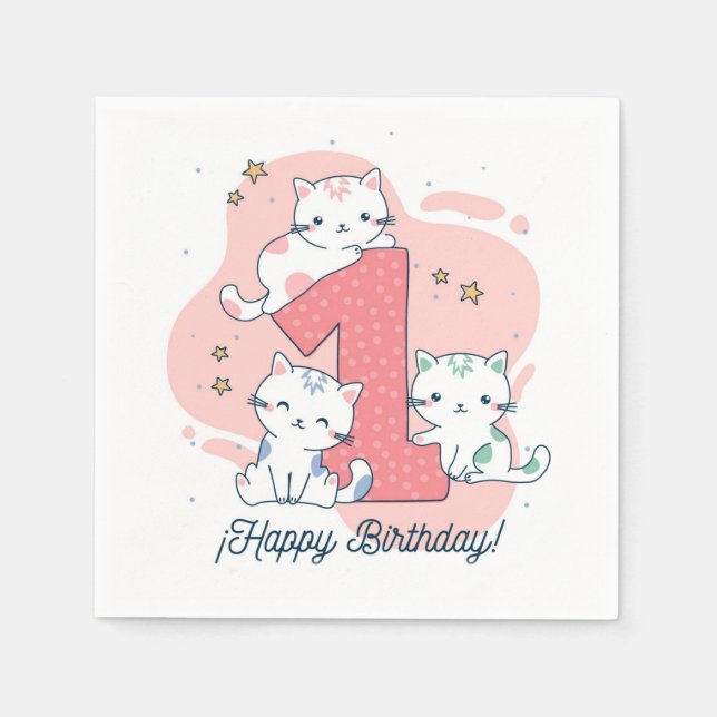 Lycklig 1:a födelsedag pappersservett (Framsidan)