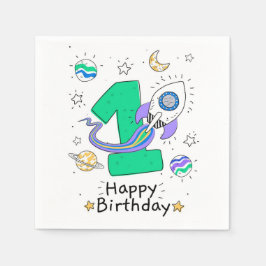 Lycklig 1:a födelsedag pappersservett