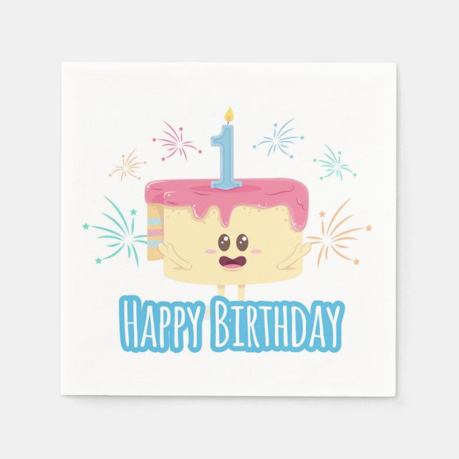 Lycklig 1:a födelsedag pappersservett (Framsidan)