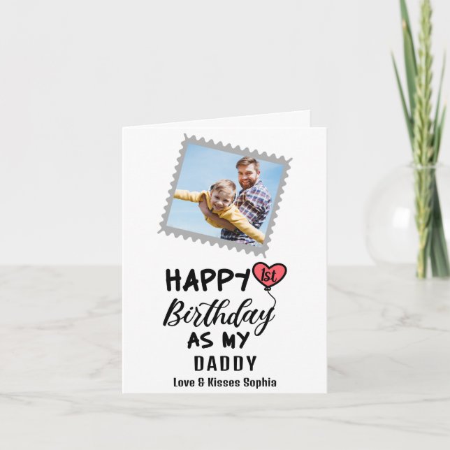 Lycklig 1:a födelsedag som min pappa Anpassningsba Helgkort (Framsida)
