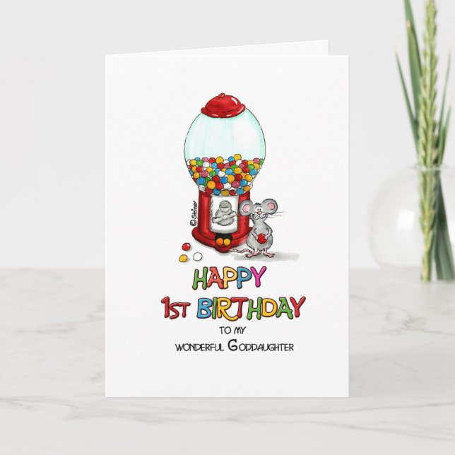 Lycklig 1:a födelsedag till Goddottern Kort (Framsida)