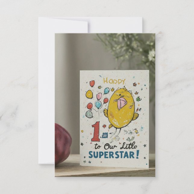 "Lycklig 1:a födelsedag till vår lilla superstjärn Inbjudningar (Framsida)