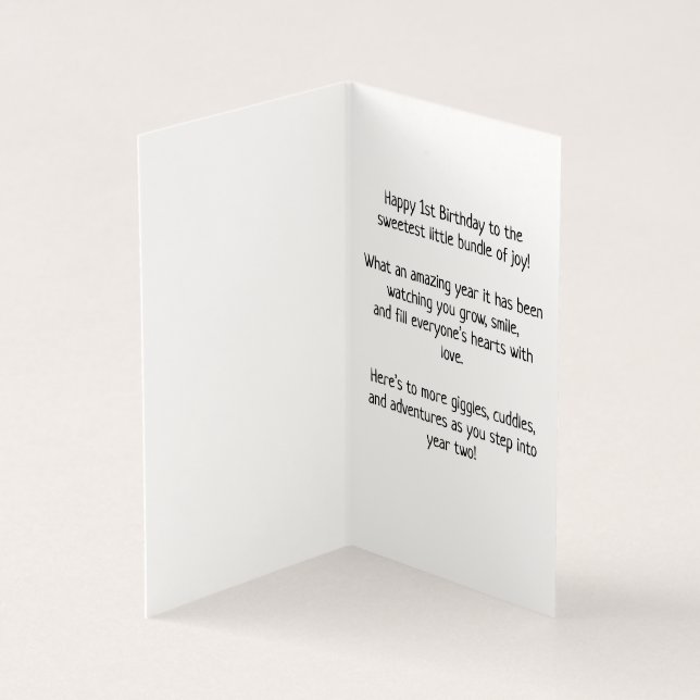 Lycklig 1:a födelsedagen - Barnskort Kort (Insida)