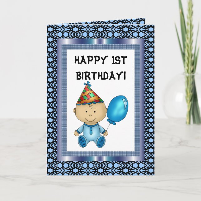 Lycklig 1:a födelsedagskort kort (Framsida)