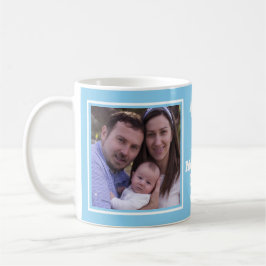 Lycklig 1:a Mors dag 2-fotokollage Baby blue Kaffemugg