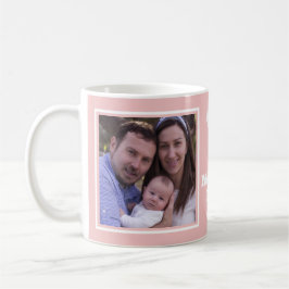 Lycklig 1:a Mors dag 2 Photo Collage Baby Rosa Kaffemugg
