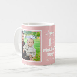 Lycklig 1:a Mors dag 2 Photo Collage Baby Rosa Kaffemugg
