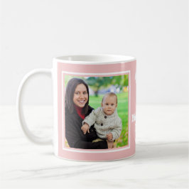 Lycklig 1:a Mors dag 2 Photo Collage Baby Rosa Kaffemugg