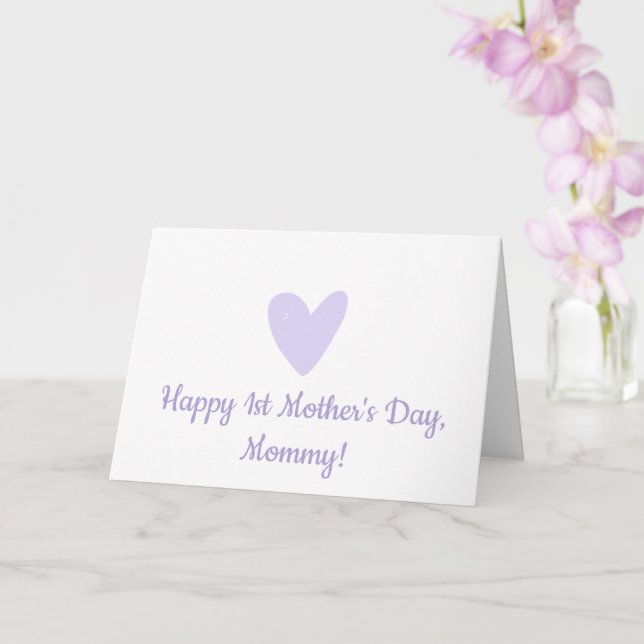 Lycklig 1:a Mors dag | Cute Little Lilac Heart Kort (Orkide)