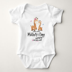 Lycklig 1:a Mors dag Giraffe Baby Bodykosten + Nam T Shirt