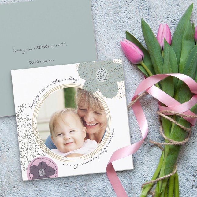 Lycklig 1:a Mors dag-mormor, modern blomfoto (Skapare uppladdad)