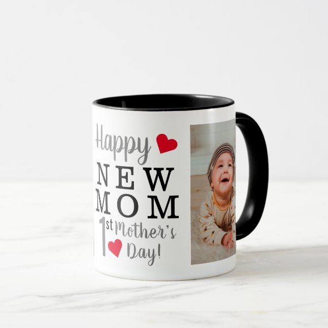 Lycklig 1:a Mors dag nya mamma Foto Mugg (Framsida höger)