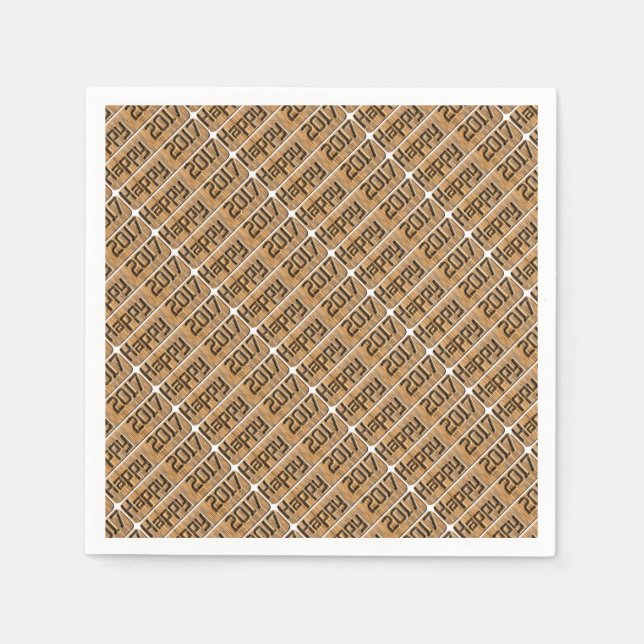 Lycklig 2017 Engraved Rustic Brown Typography Pappersservett (Framsidan)