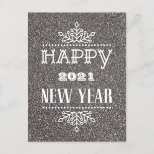 LYCKLIG 2021 NYTT ÅR Modern typografi Helg Vykort