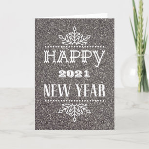LYCKLIG 2021 NYTT ÅR Modern typografi Helgkort