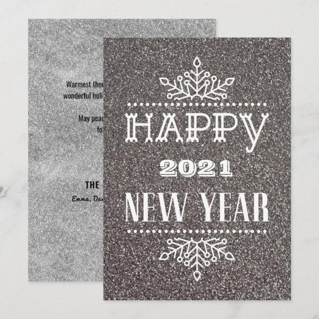 LYCKLIG 2021 NYTT ÅR | Modern typografi Julkort (Fram/baksida)