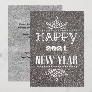 LYCKLIG 2021 NYTT ÅR Modern typografi Julkort