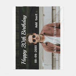 Lycklig 20-årsdag, enkelt fototillägg namn datum m fleecefilt