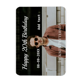 Lycklig 20-årsdag, enkelt fototillägg namn datum m magnet