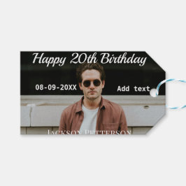 Lycklig 20-årsdag, enkelt fototillägg namn datum m presentetikett