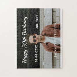 Lycklig 20-årsdag, enkelt fototillägg namn datum m pussel