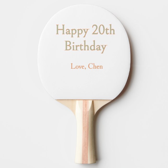 lycklig 20-årsdag grön orange pastell namn datum  pingisracket (Framsidan)