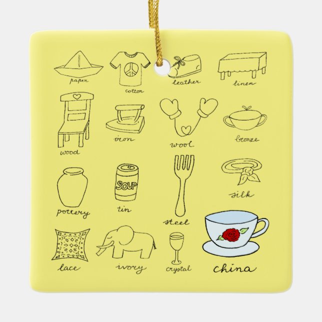 Lycklig 20:e Bröllop-årsdagen Personligen Namn Julgransprydnad Keramik (Framsida)