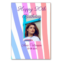 Lycklig 20:e födelsedag regnbåge rustic boho linje bordsnummer