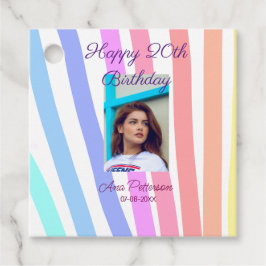 Lycklig 20:e födelsedag regnbåge rustic boho linje gåvor etiketter