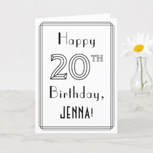 Lycklig 20:e födelsedagen, Art Deco Stil w/ anpass Kort