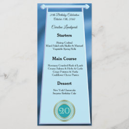 Lycklig 20:e födelsedagen: Teal Blue Glitter Foil Meny